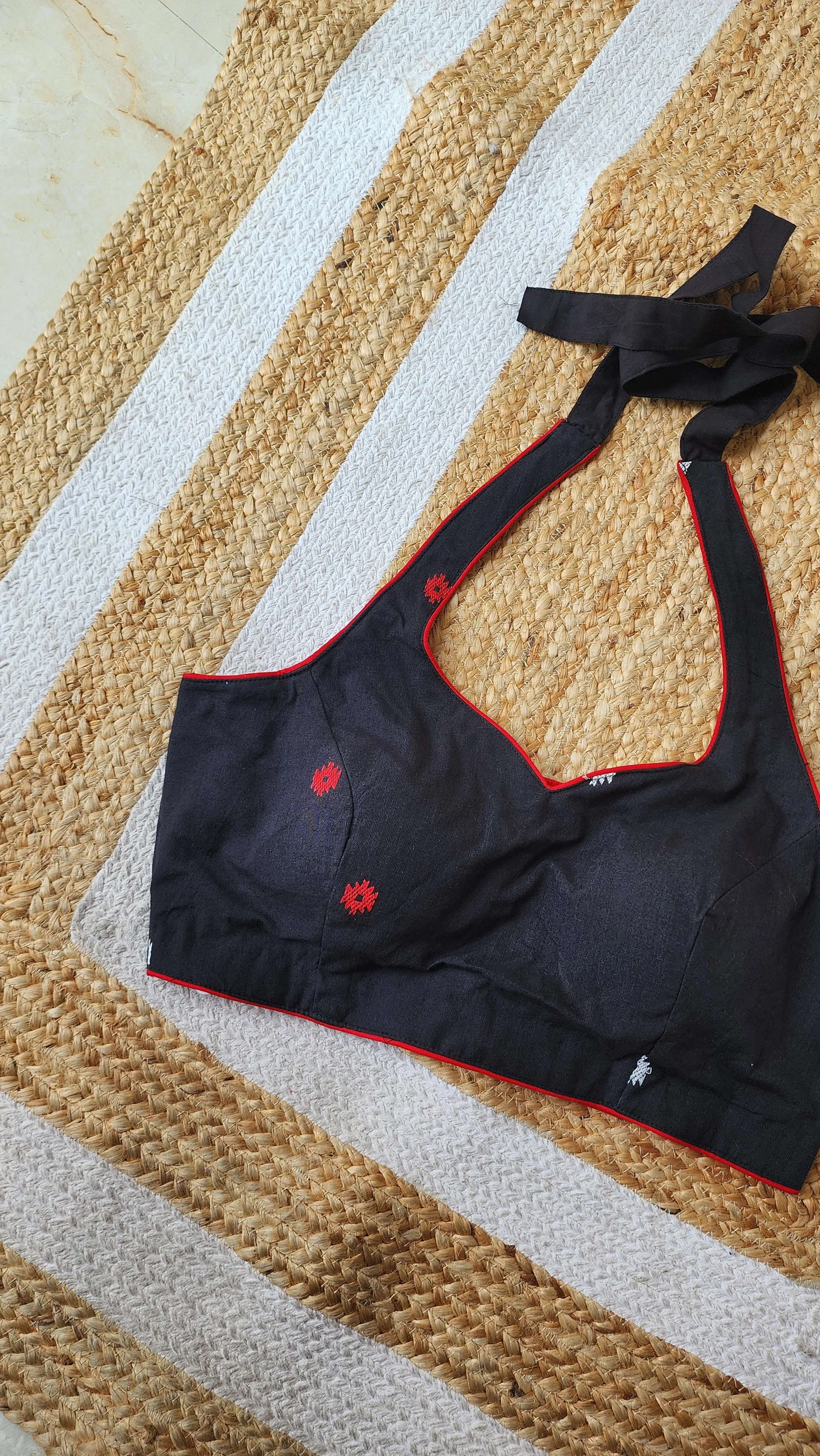 Black Halter Jamdani Blouse