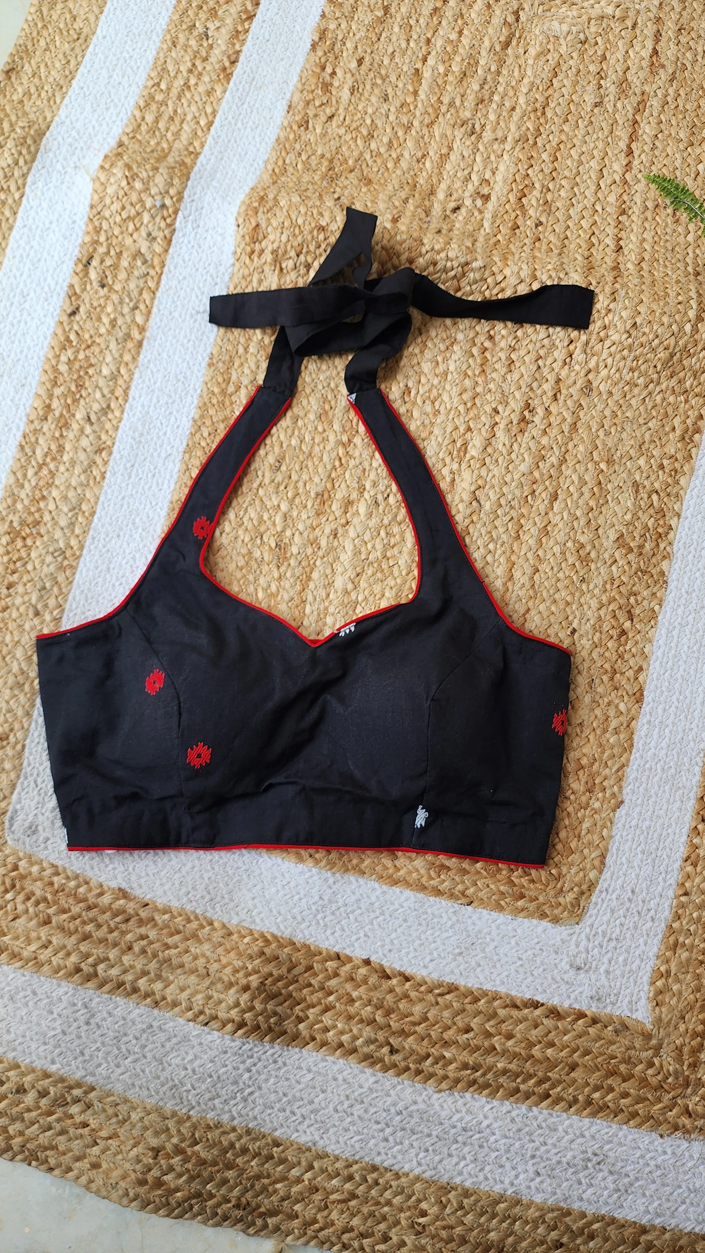 Black Halter Jamdani Blouse
