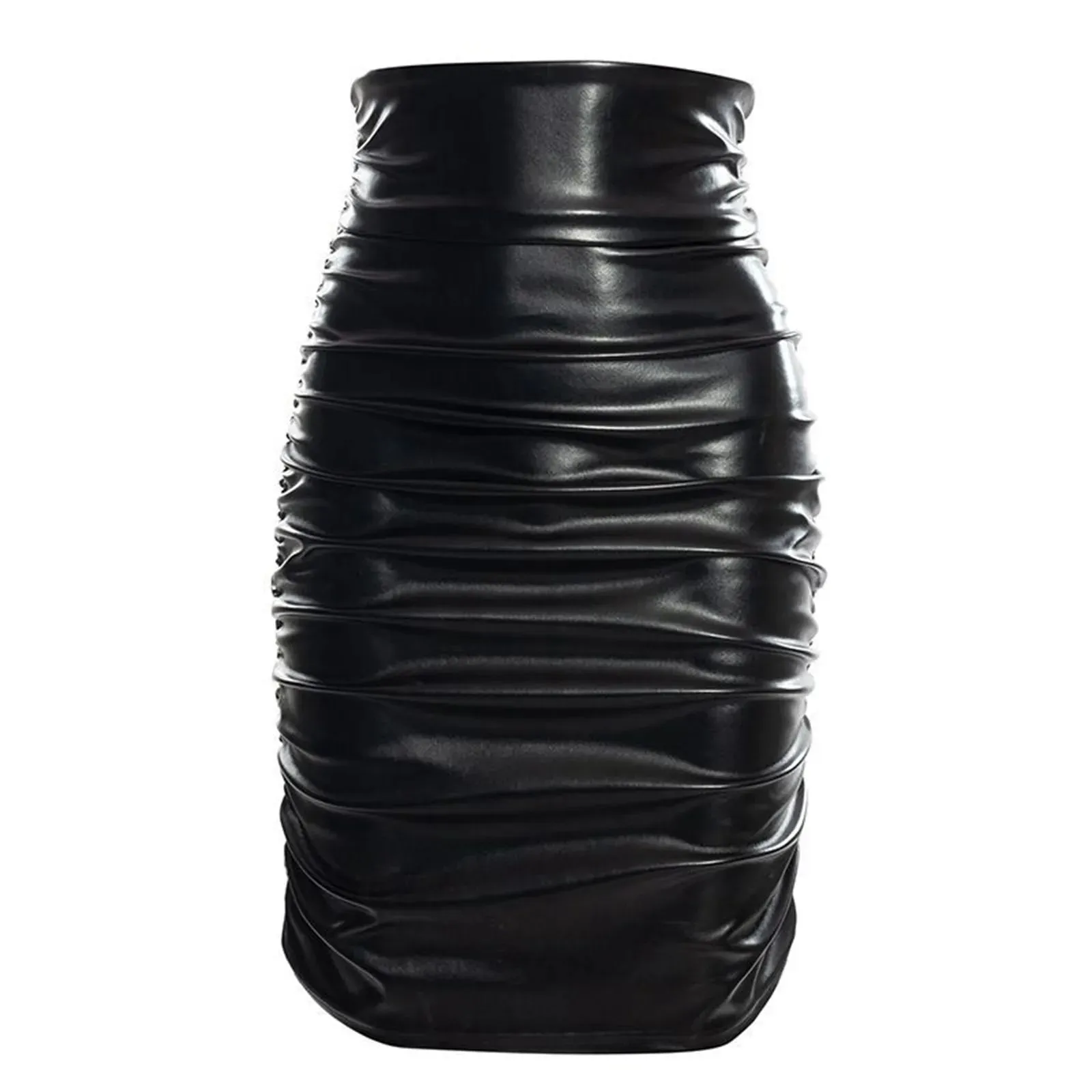 Black Leather Mini Skirts Women Gothic High Waist Slim Fit Lace-Up Pencil Skirt Female Sexy Club Back Zipper Split Bag Hip Skirt