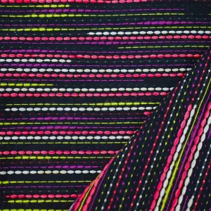 Black-Neon-Multi Stripe Slub Texture Woven Fabric