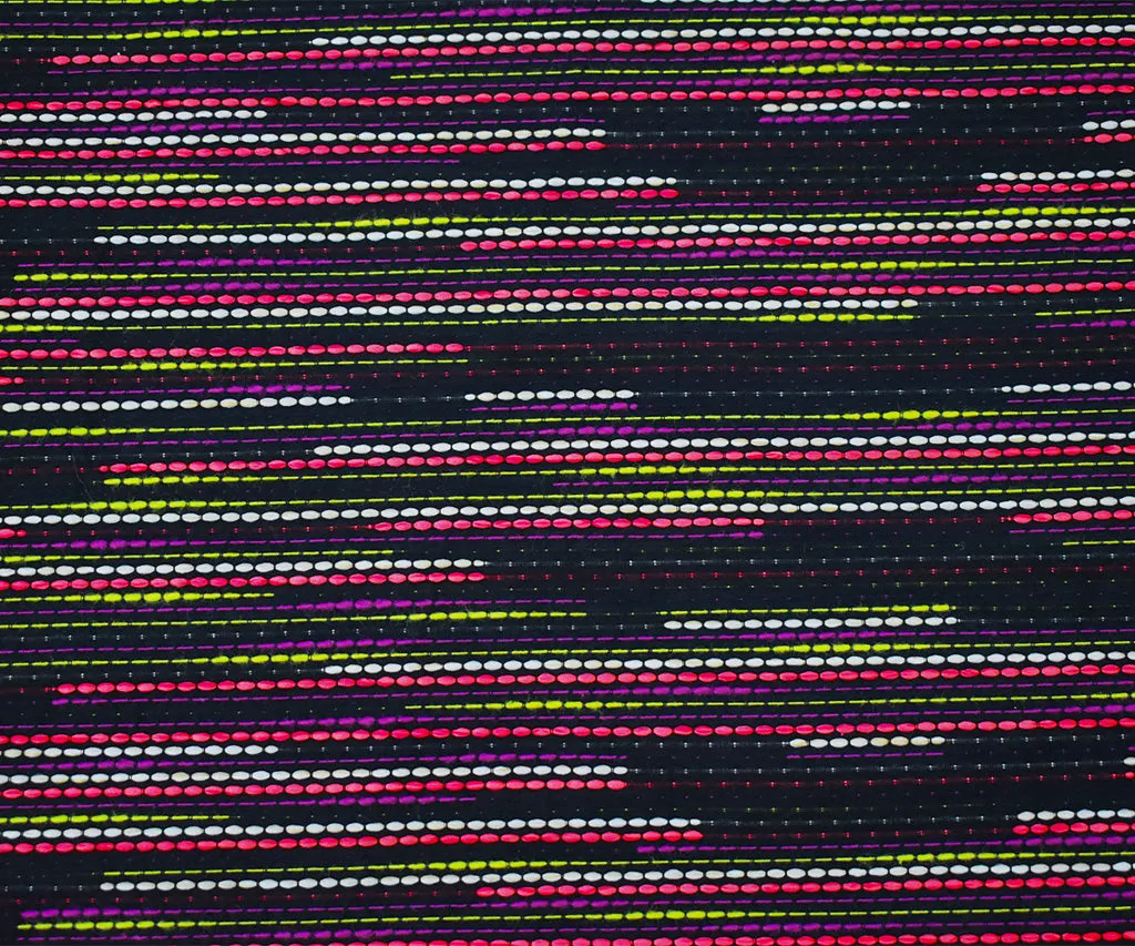 Black-Neon-Multi Stripe Slub Texture Woven Fabric