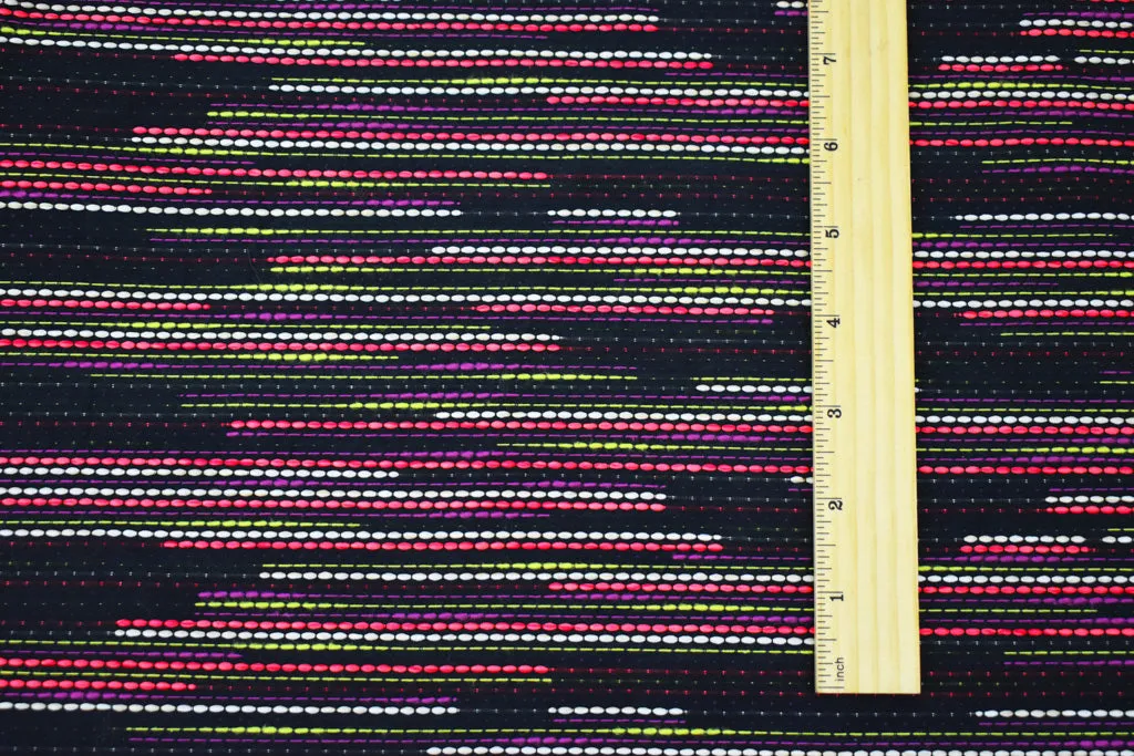 Black-Neon-Multi Stripe Slub Texture Woven Fabric