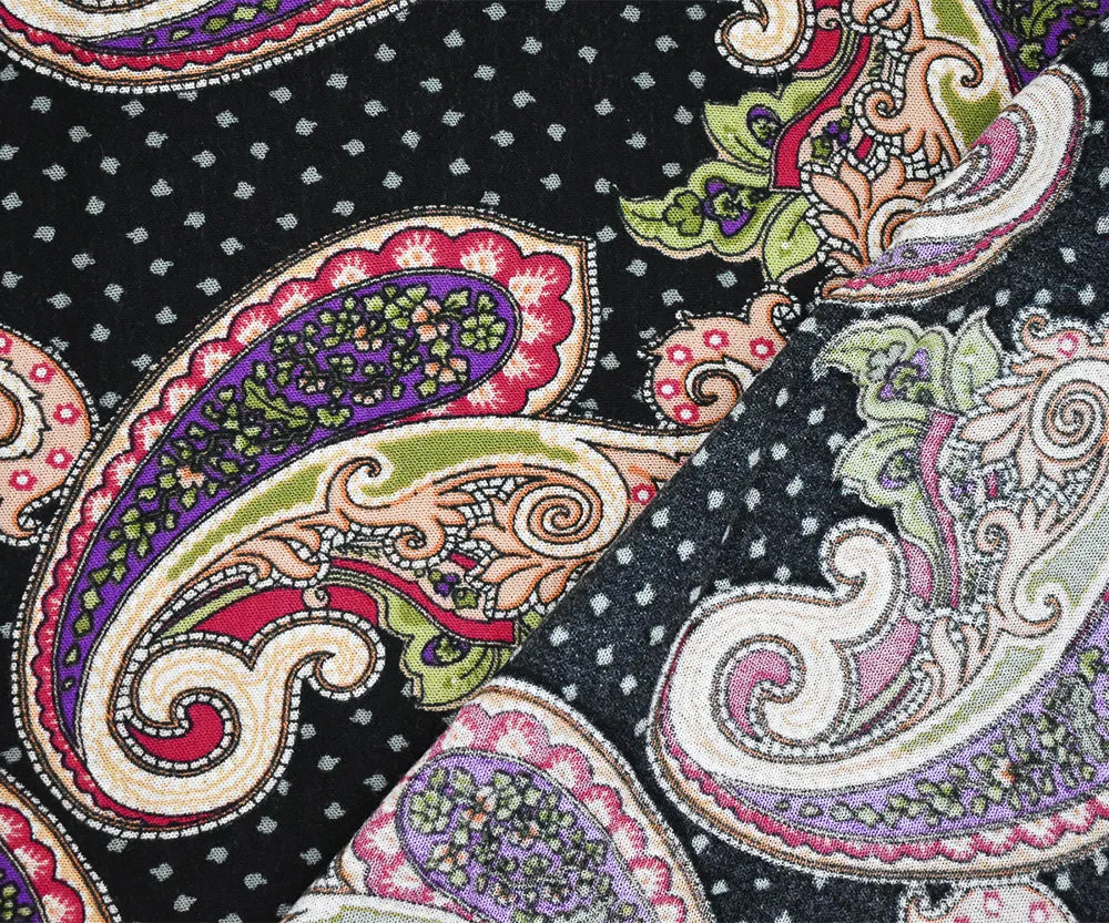 Black-Pink-Multi Paisley Printed Cotton Gauze Woven Fabric