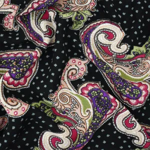 Black-Pink-Multi Paisley Printed Cotton Gauze Woven Fabric