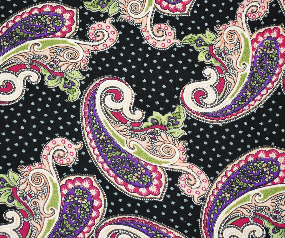 Black-Pink-Multi Paisley Printed Cotton Gauze Woven Fabric
