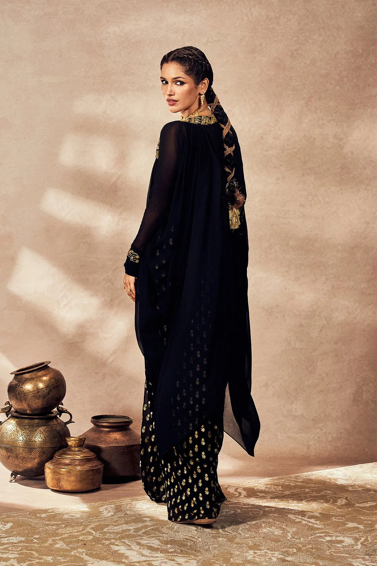 Black pixie dust skirt and jacket set