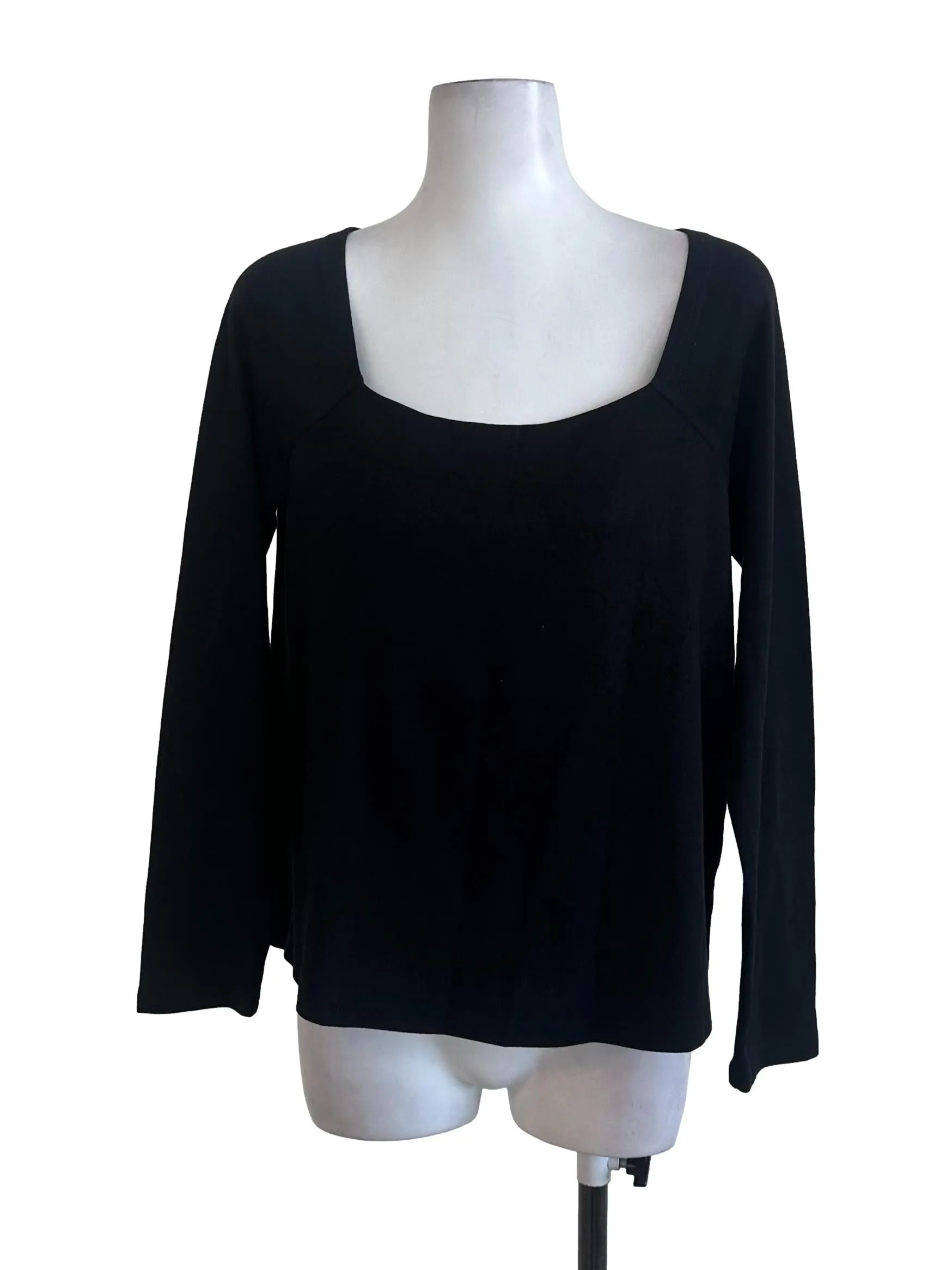 Black Plain Long Sleeve Top