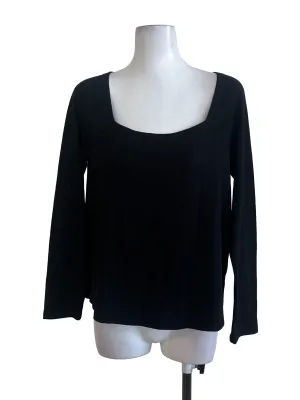 Black Plain Long Sleeve Top