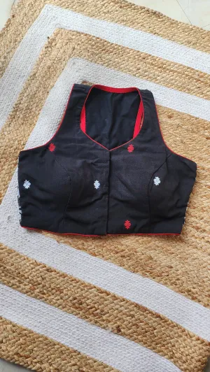 Black Racer Back Jamdani Blouse
