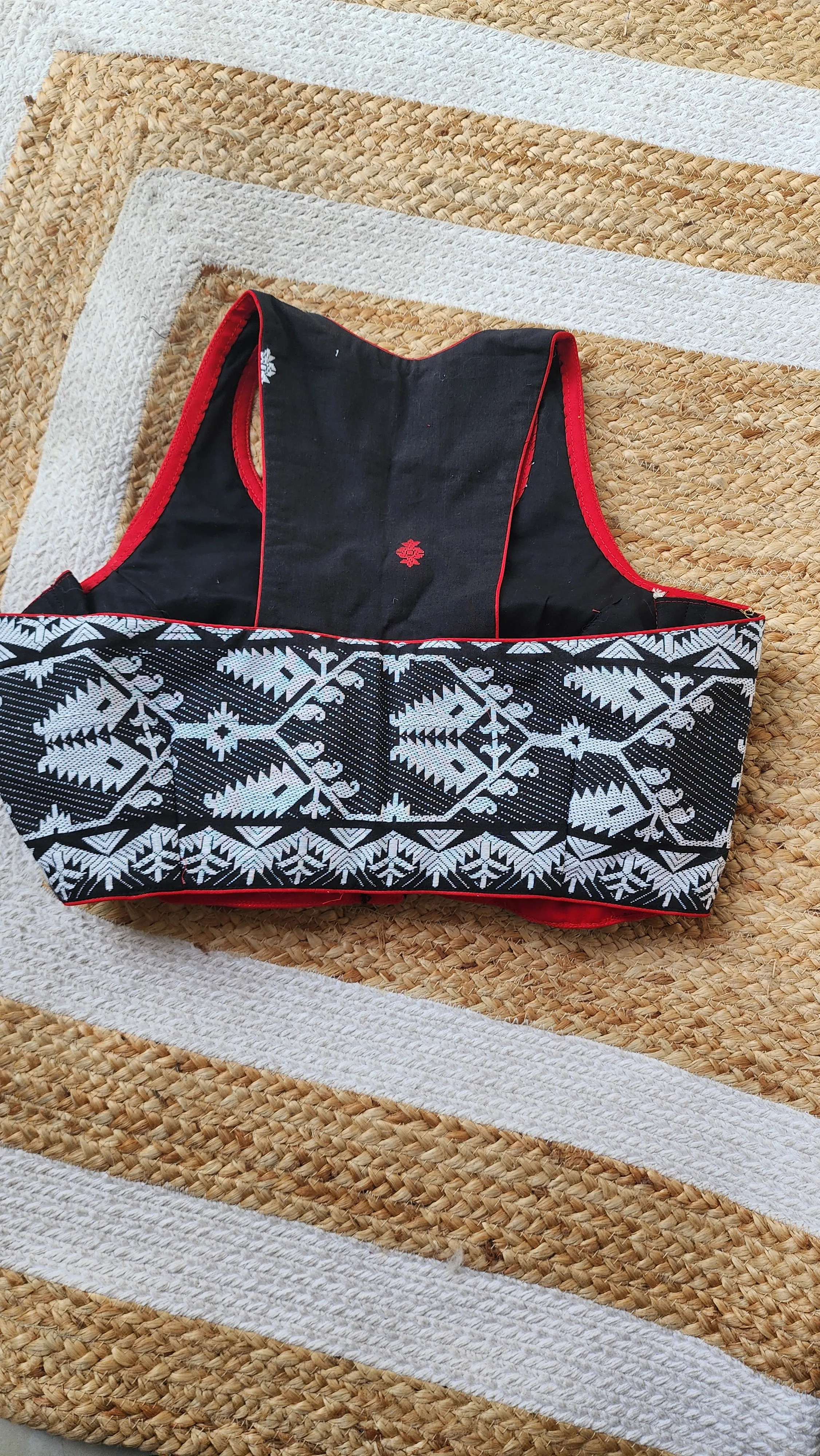 Black Racer Back Jamdani Blouse