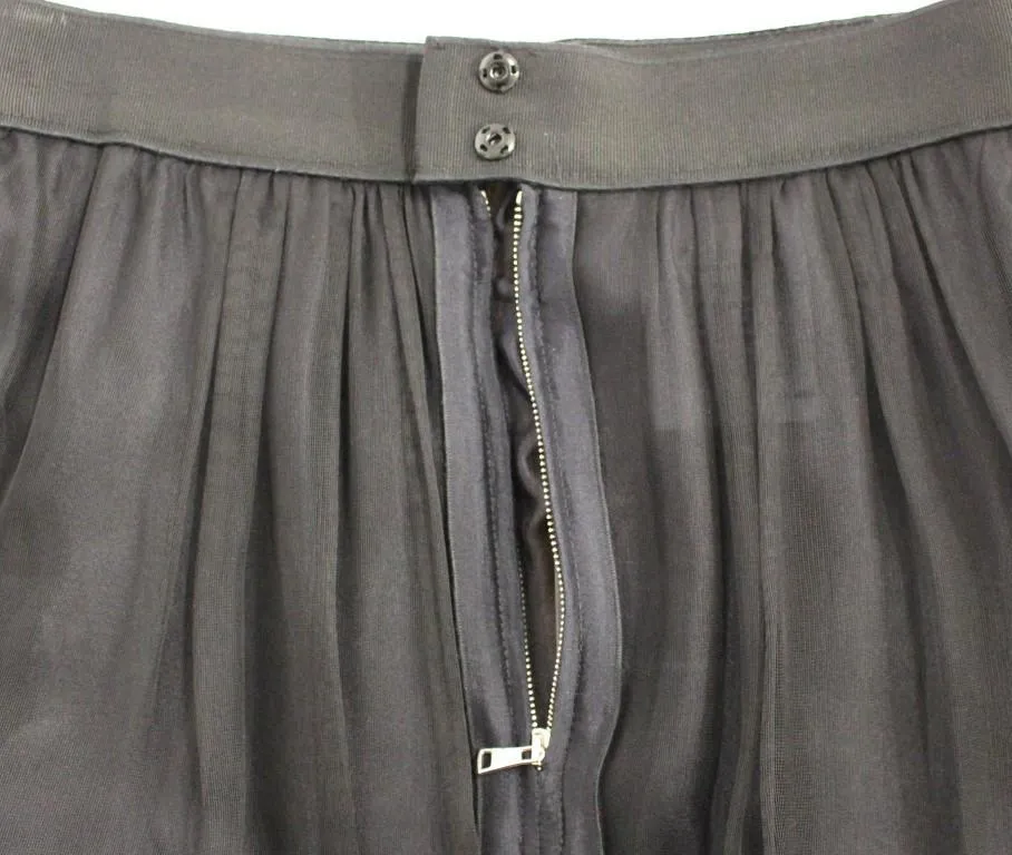 Black Silk Transparent Above Knees Skirt