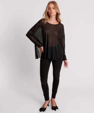 BLACK SPLIT SIDE LONG SLEEVE TEE