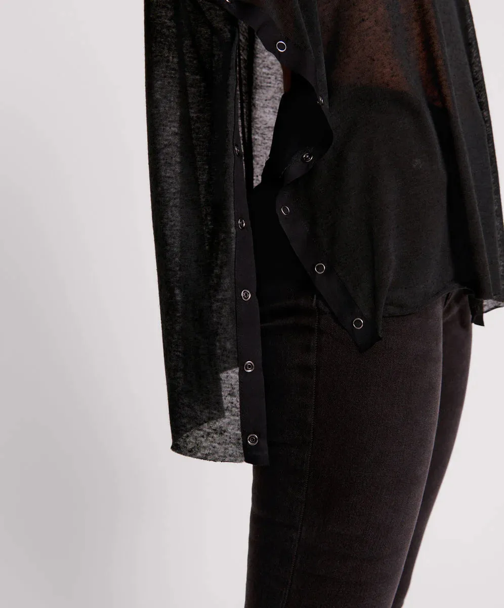 BLACK SPLIT SIDE LONG SLEEVE TEE
