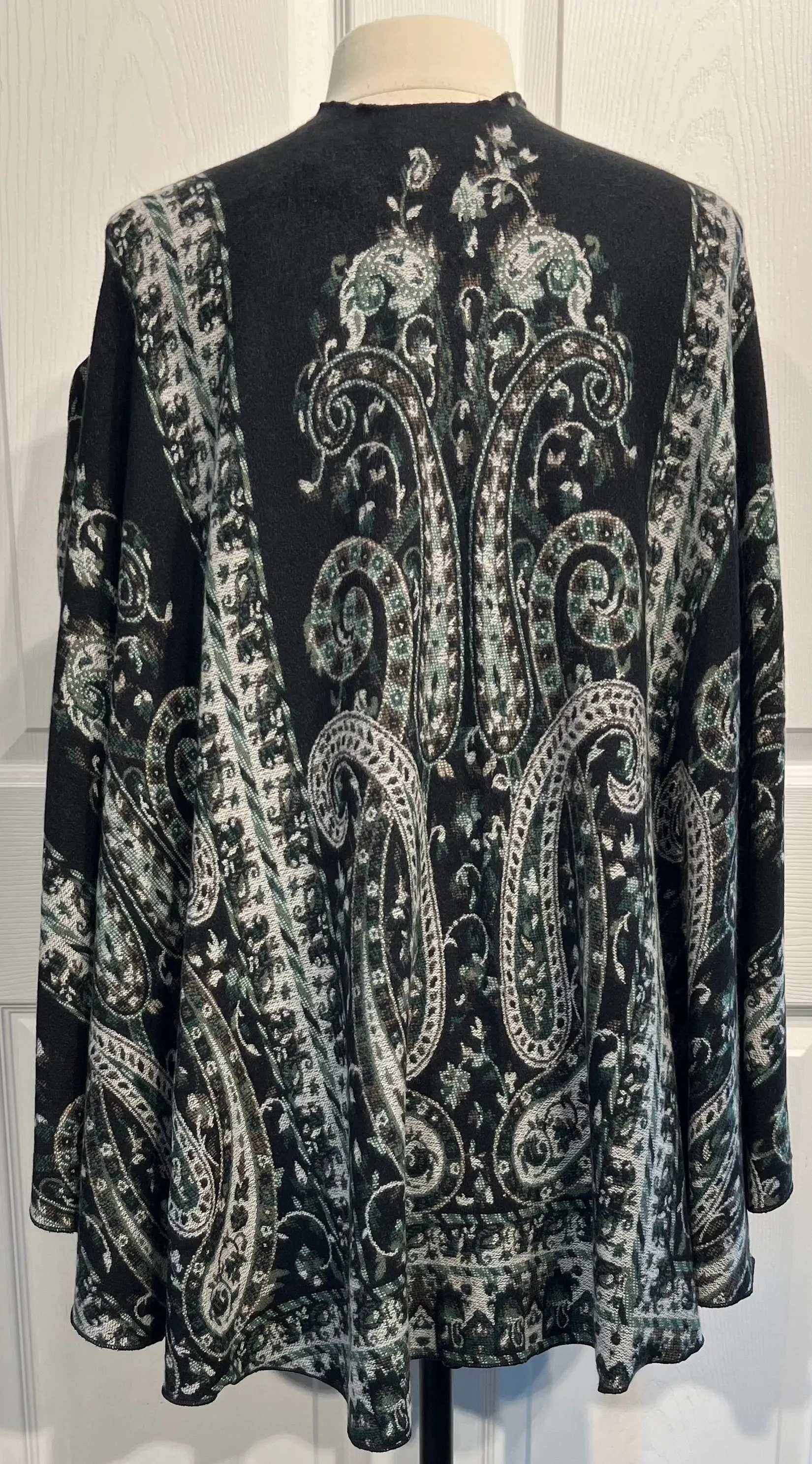 Black, Taupe & Green Reversible  Cashmere Shawl