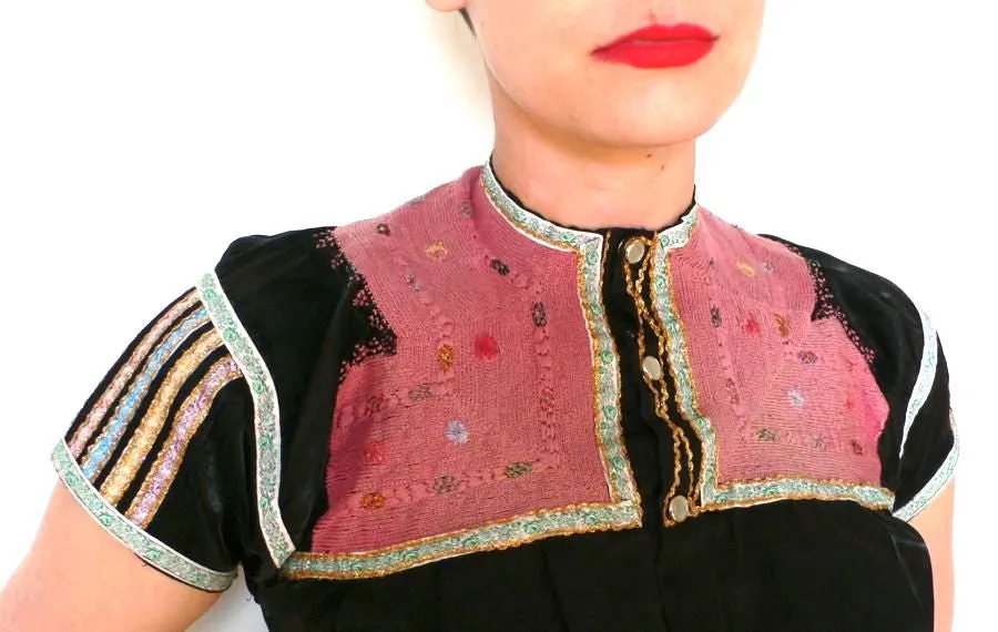 Black  vintage  satin blouse