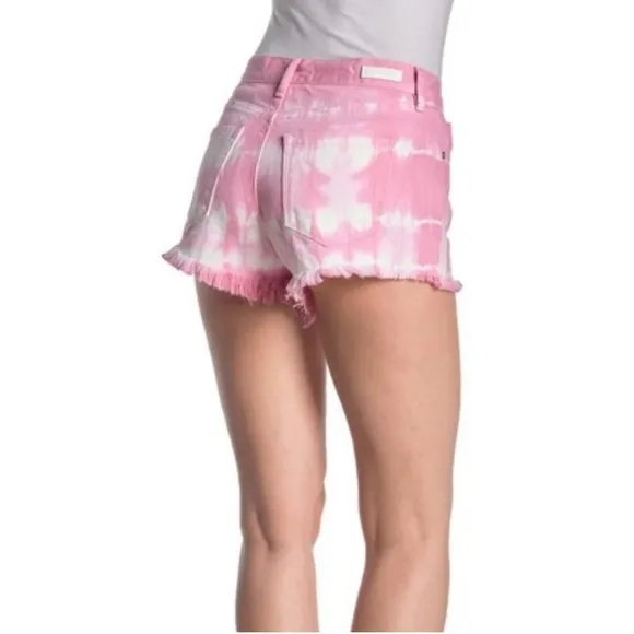 Blank NYC The Barrow pink tie-dye denim shorts