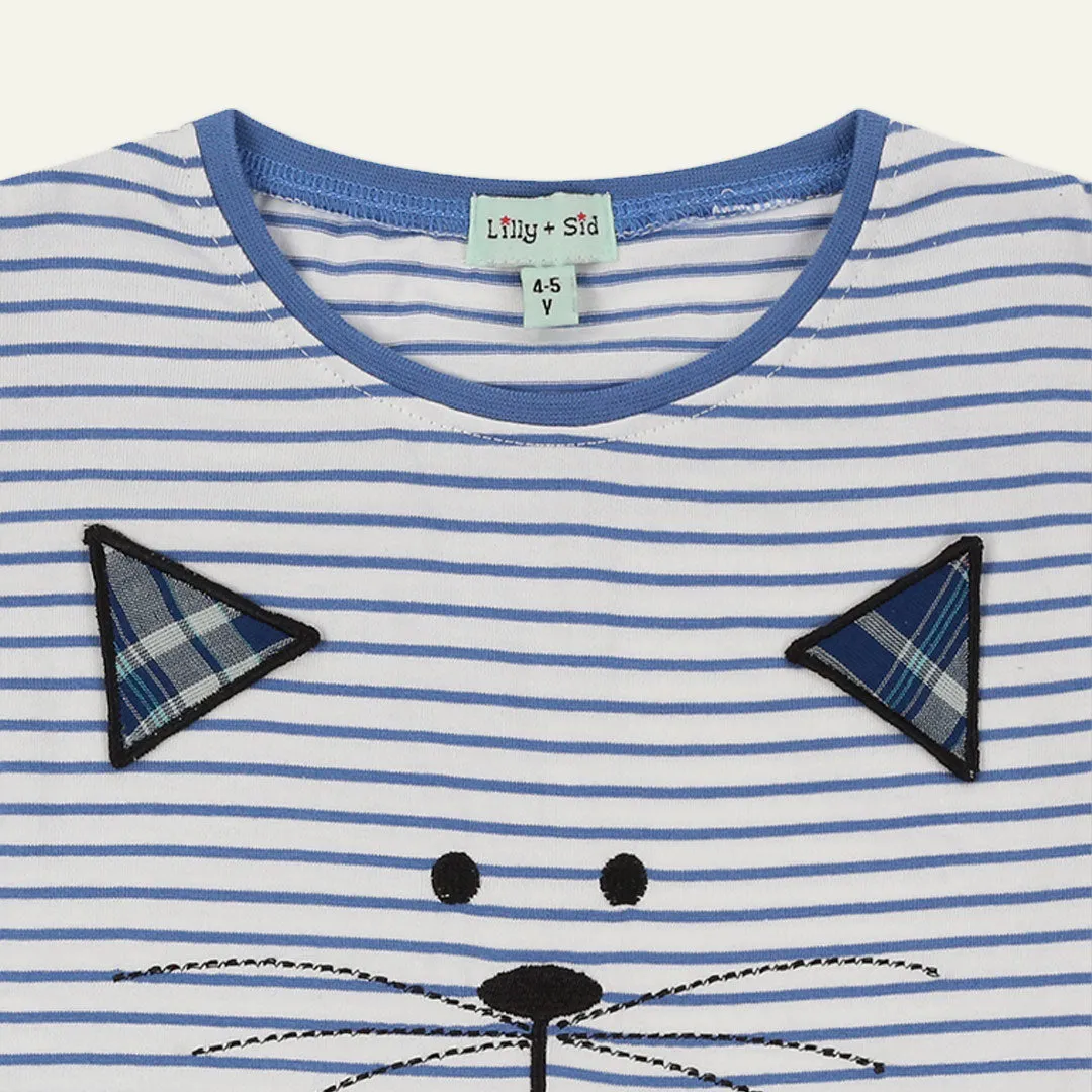 Blue Cat Applique Top