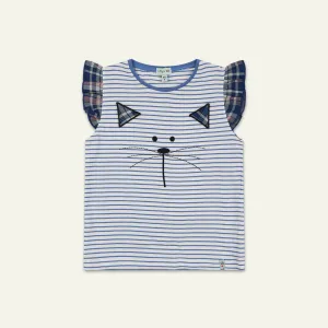 Blue Cat Applique Top