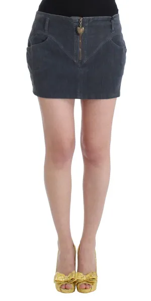 Blue corduroy mini skirt