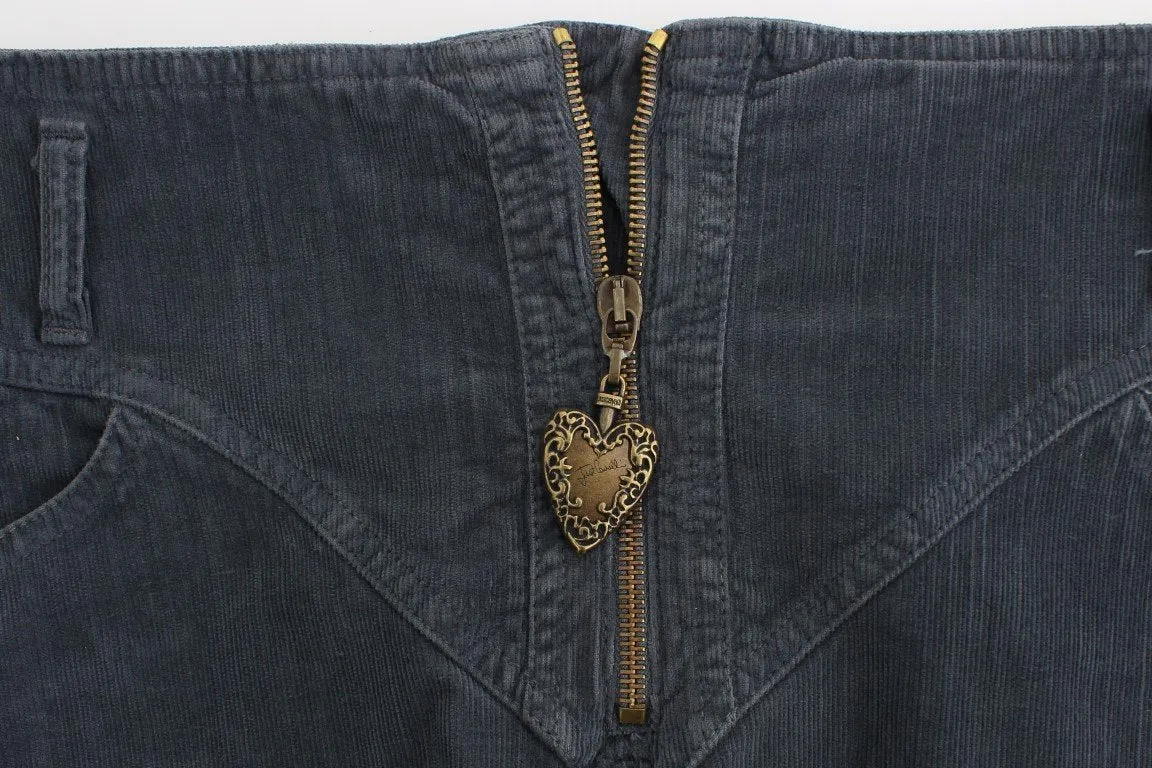 Blue corduroy mini skirt