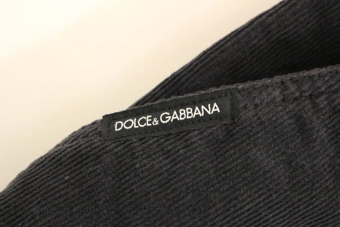 Blue Cotton Corduroys Cropped Jeans Pants