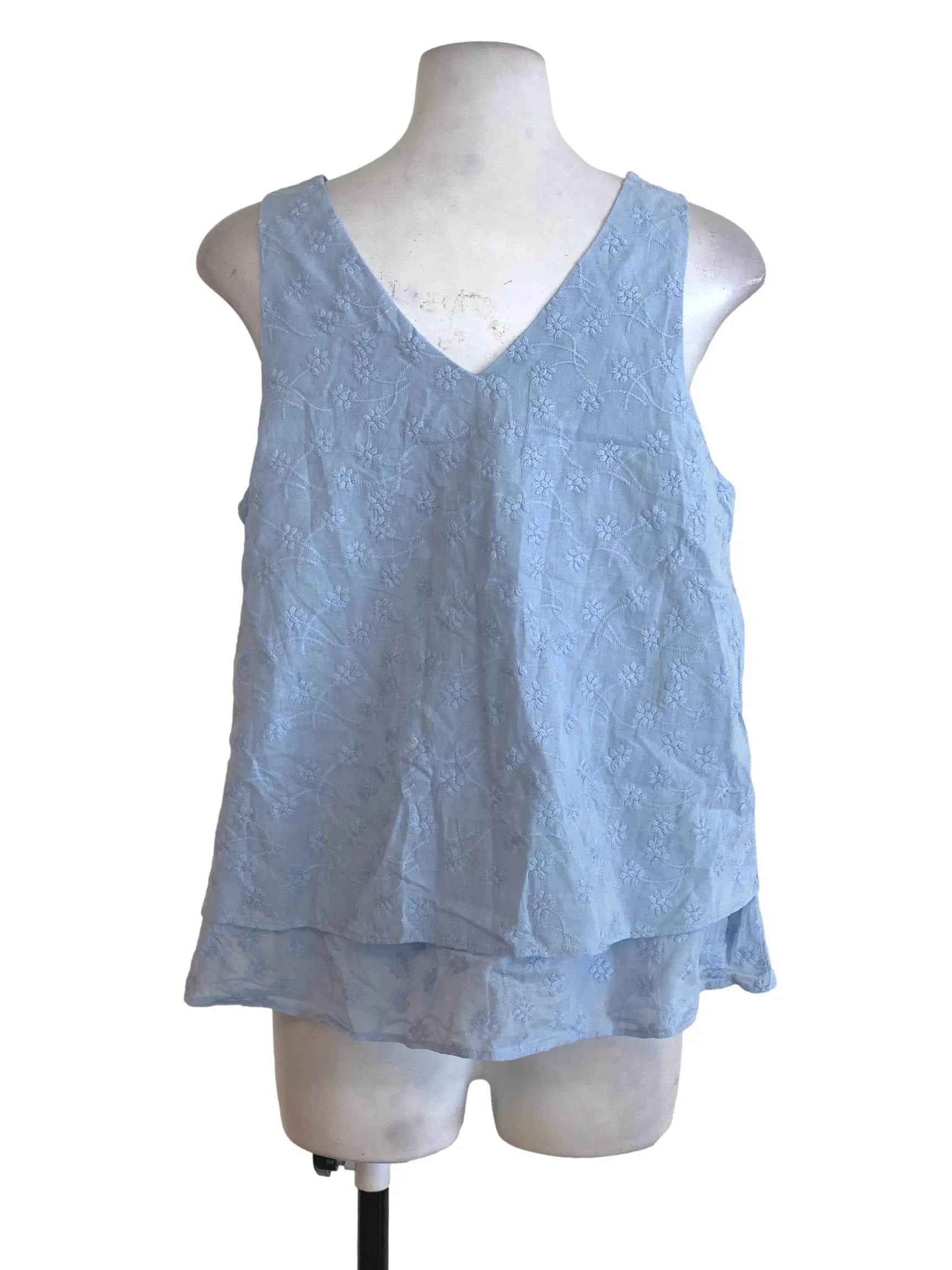 Blue Embroidered Top