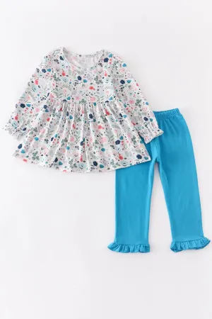 BLUE FLORAL PRINTED OUTFIT