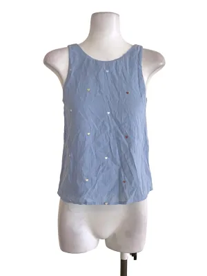 Blue Heart Embroidered Top TCL