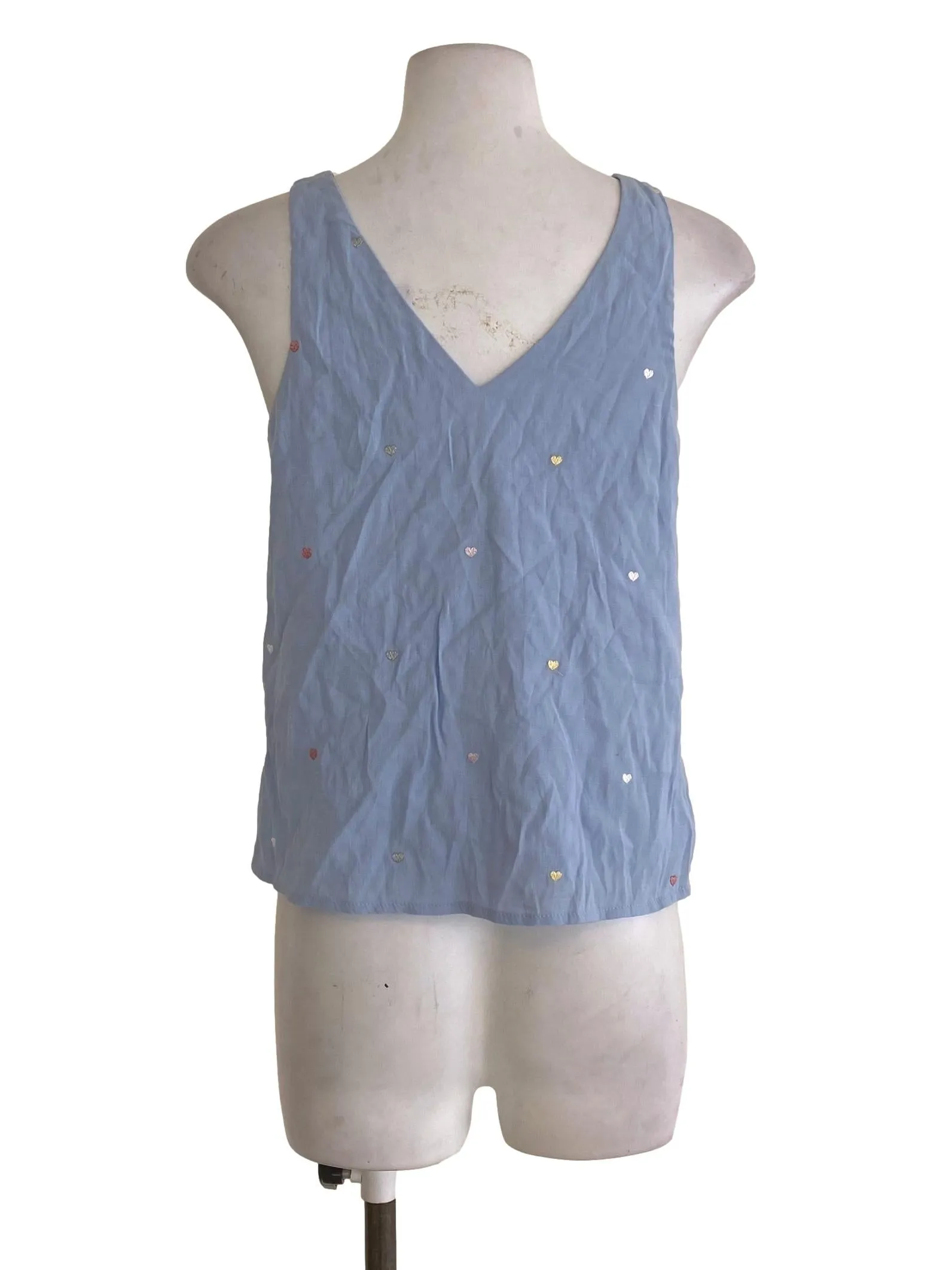 Blue Heart Embroidered Top TCL