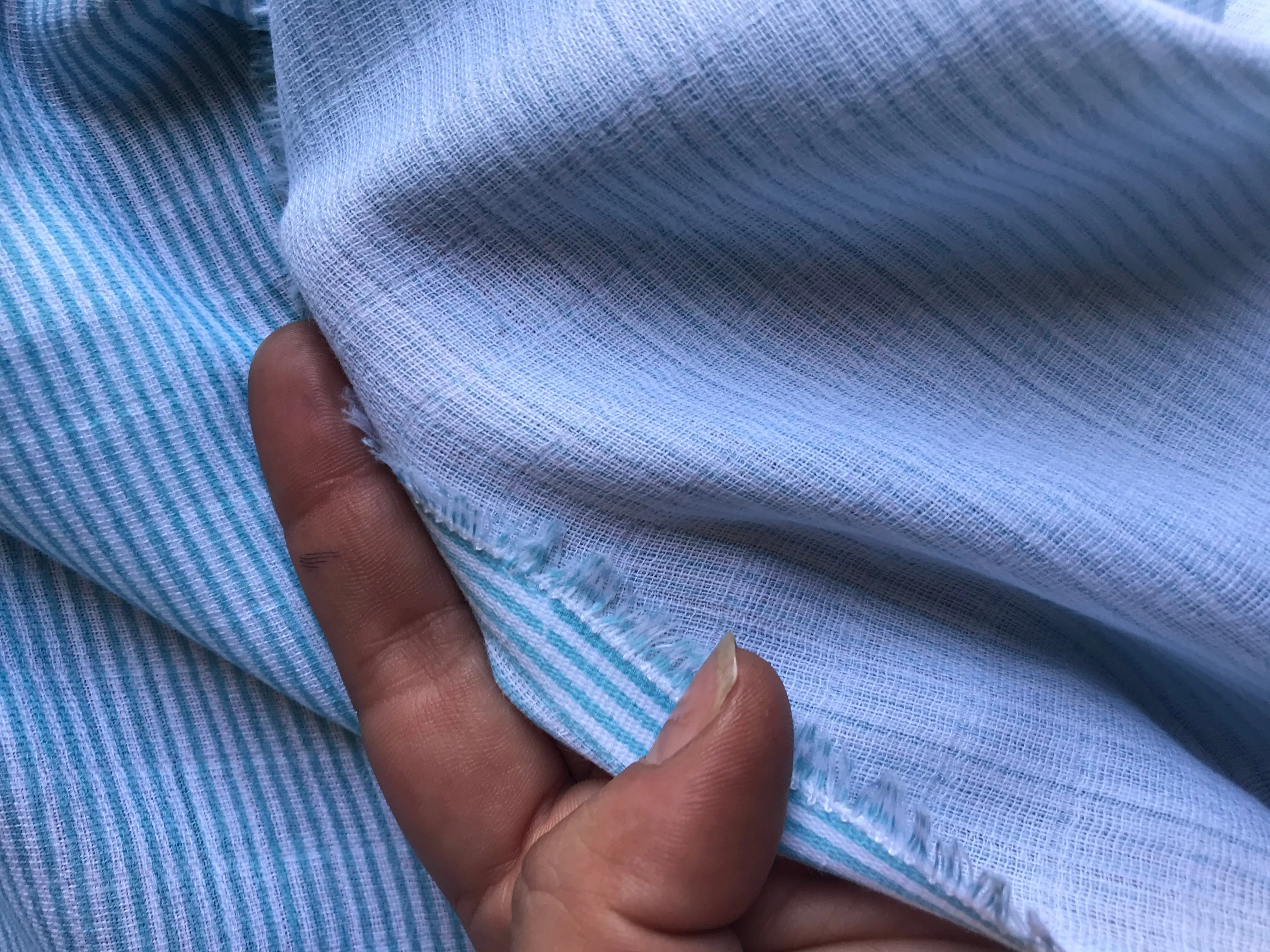 Blue Mini Vertical Stripe Chambray
