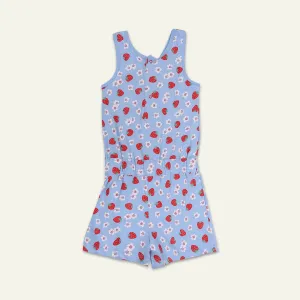 Blue Strawberry Print Playsuit