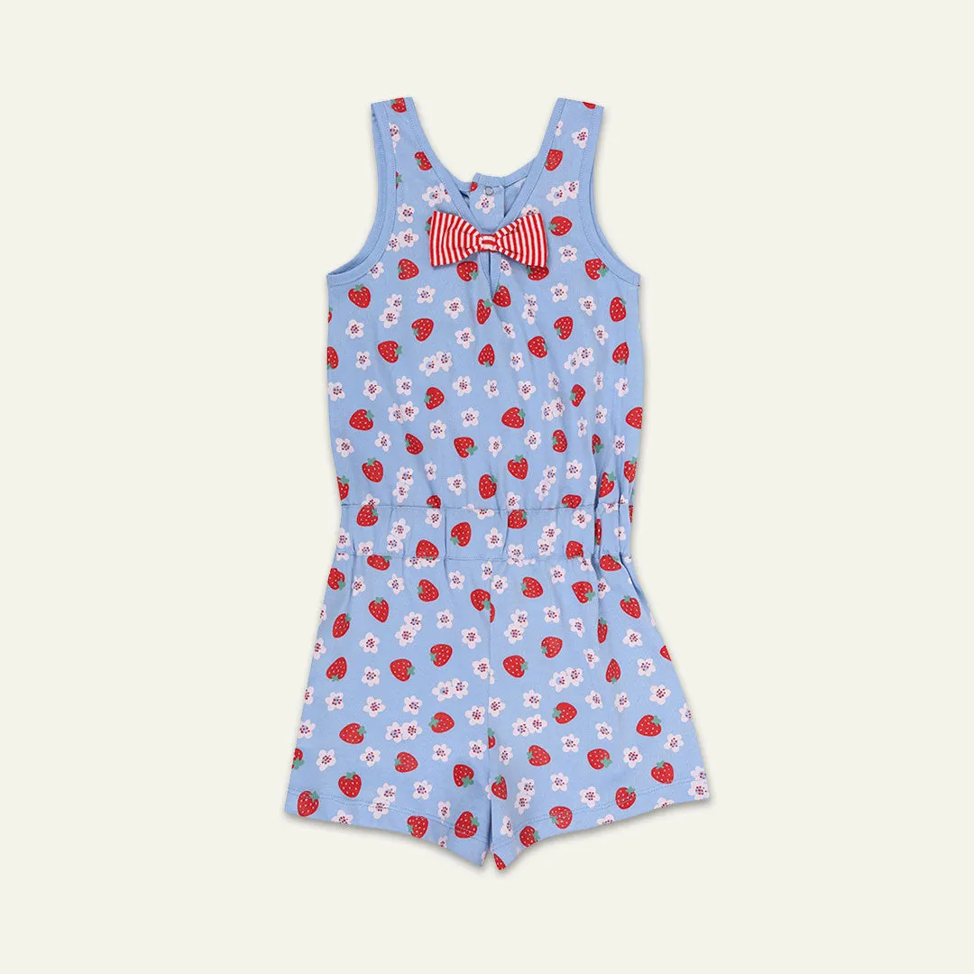 Blue Strawberry Print Playsuit