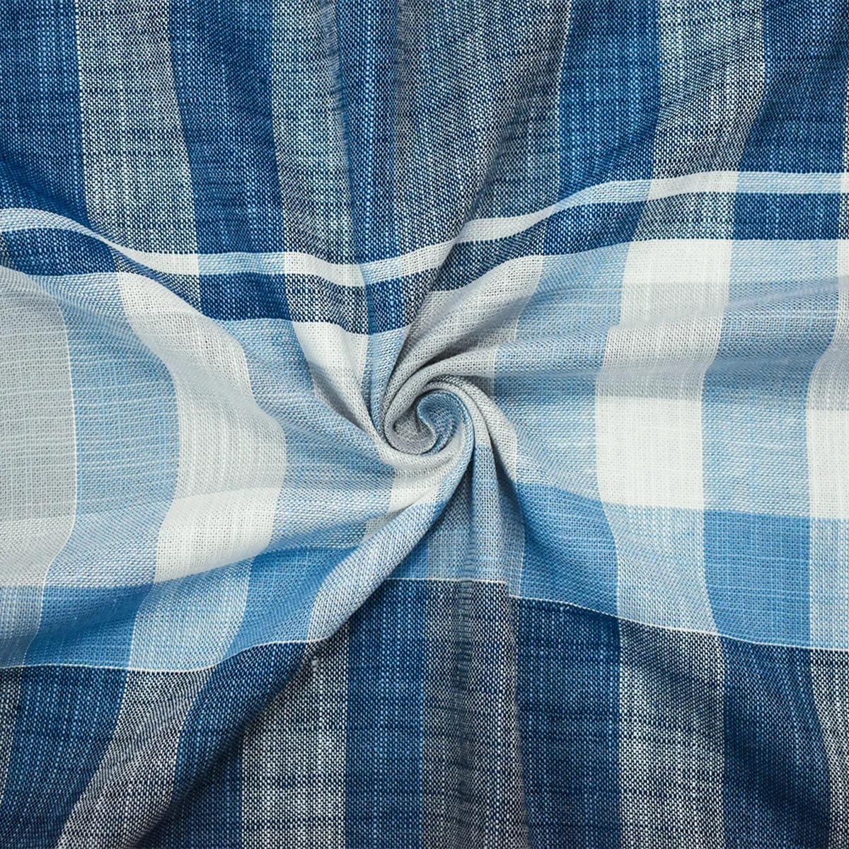 Blue-White-Multi Famous Maker Cotton Plaid Slub Shirting woven Fabric