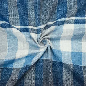 Blue-White-Multi Famous Maker Cotton Plaid Slub Shirting woven Fabric