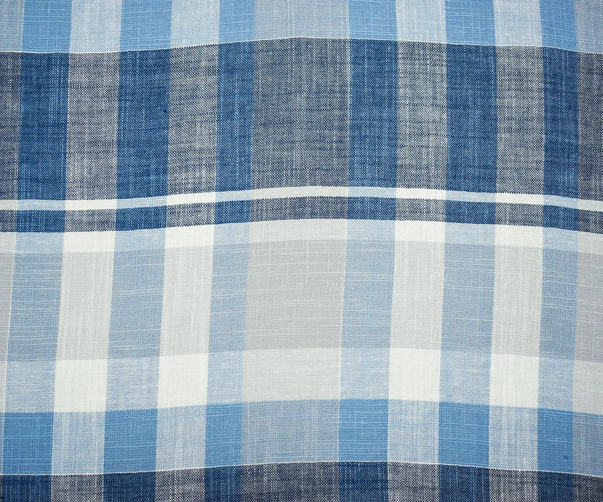 Blue-White-Multi Famous Maker Cotton Plaid Slub Shirting woven Fabric