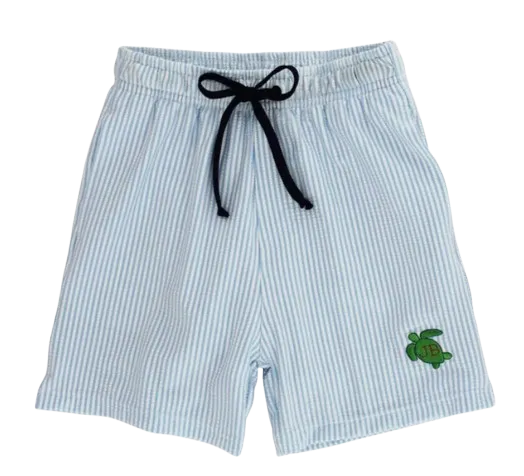 Board Short - Blue Stripe Seersucker