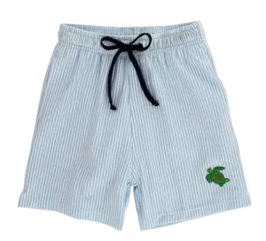 Board Short - Blue Stripe Seersucker