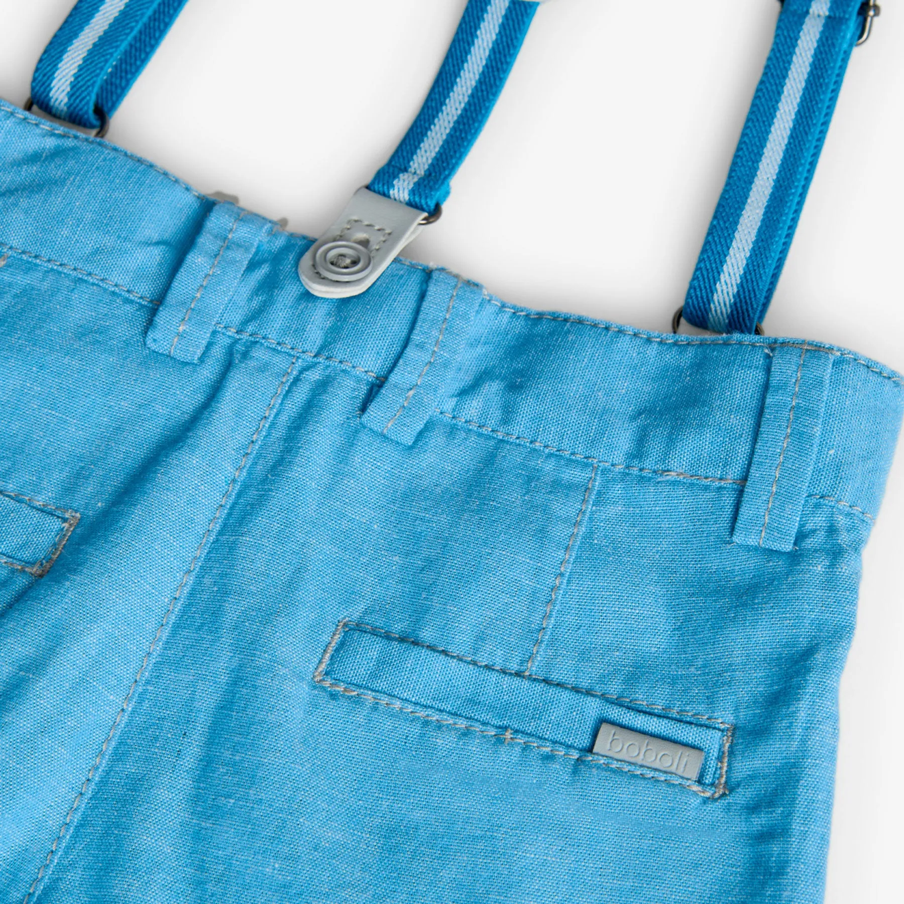 Boboli Blue Linen Shorts & Braces
