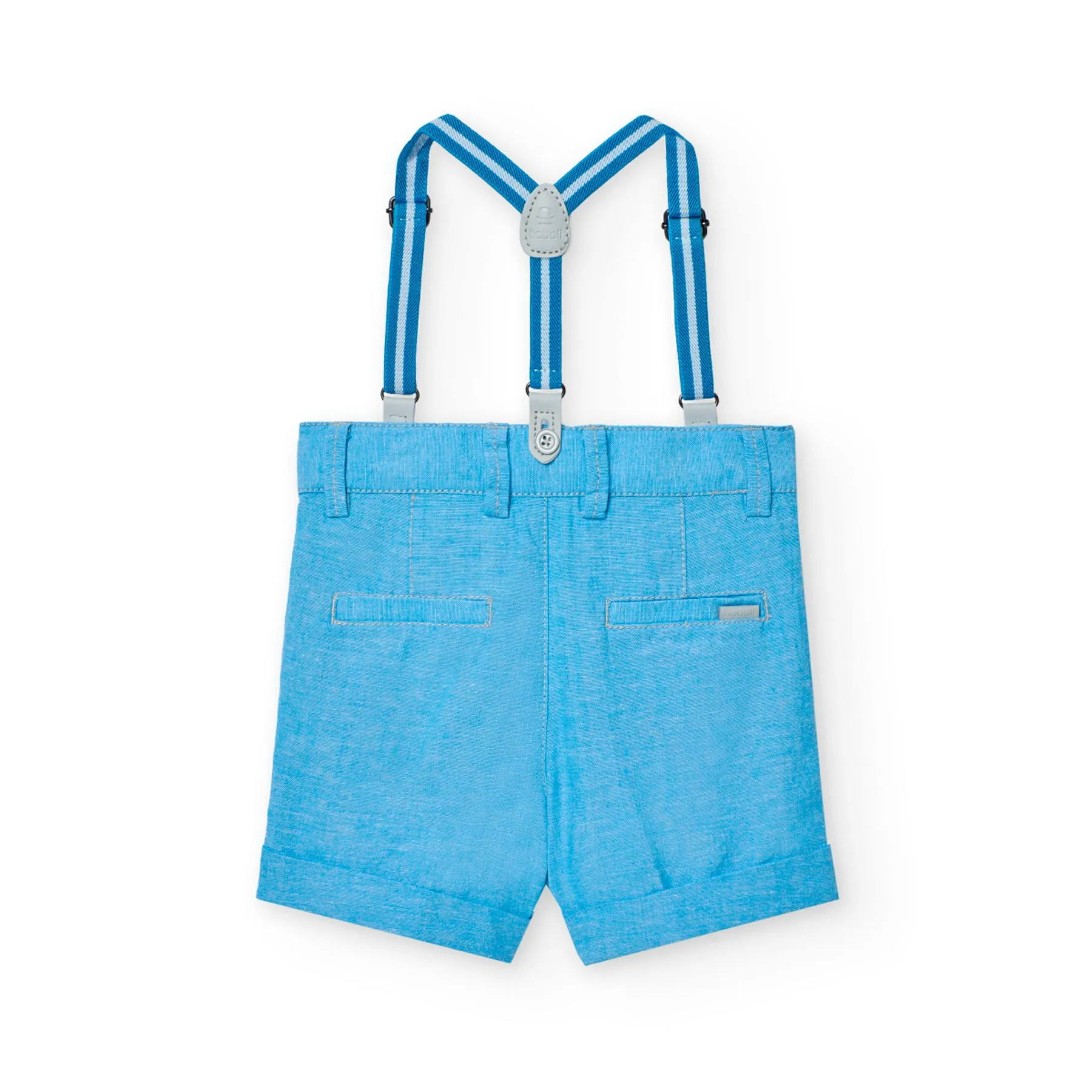 Boboli Blue Linen Shorts & Braces