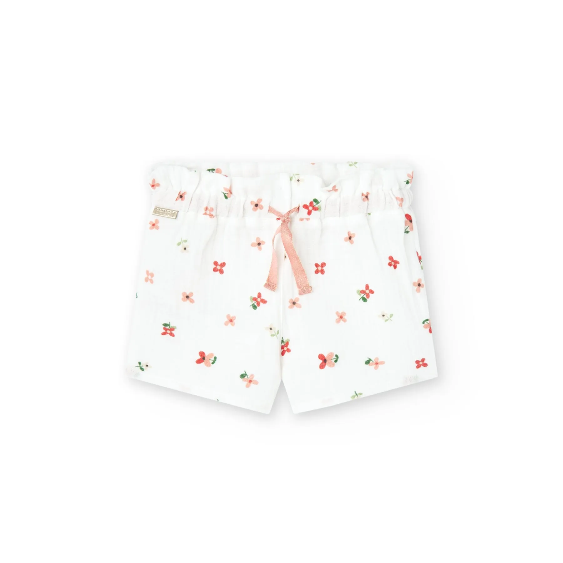 Boboli Crinkle Cotton Print Shorts