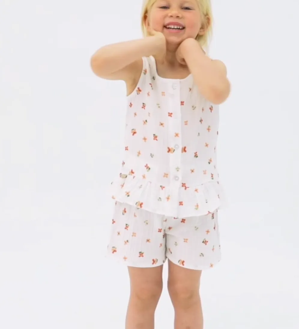 Boboli Crinkle Cotton Print Shorts