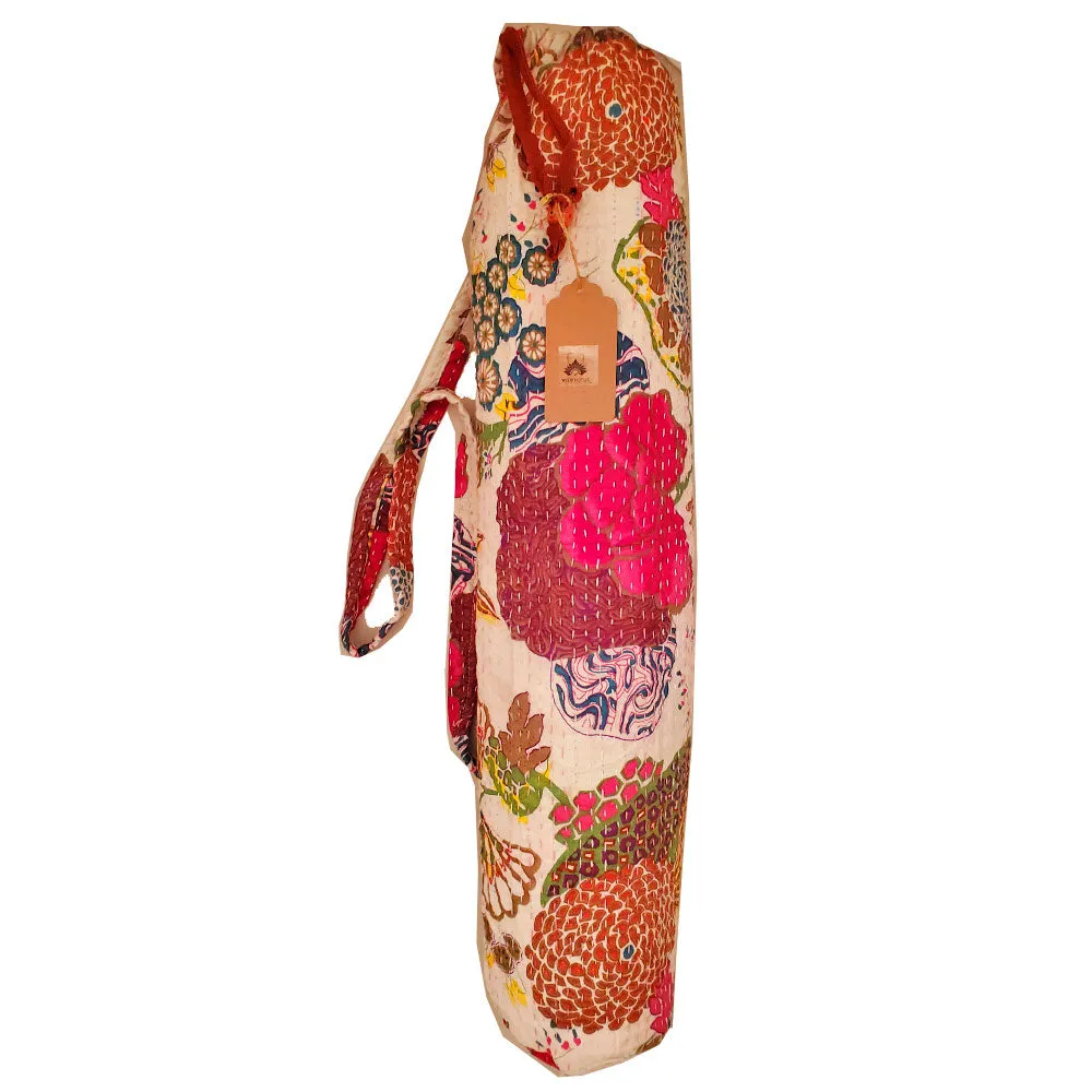 Bohemian Kantha Quilt Cotton Fabric Yoga Mat Bag Carrier