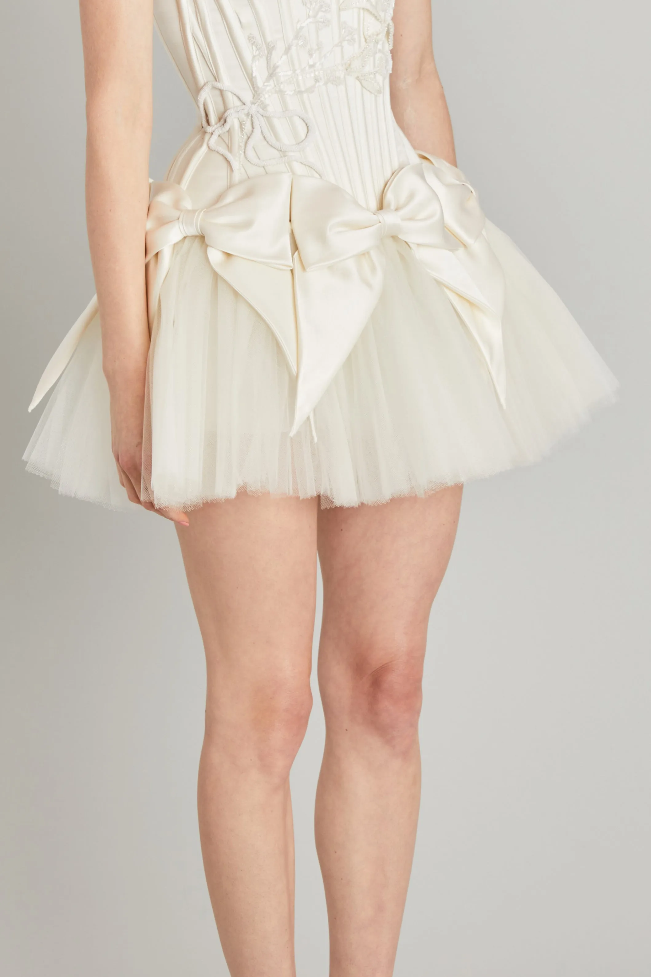 Bow Mini Skirt in Satin
