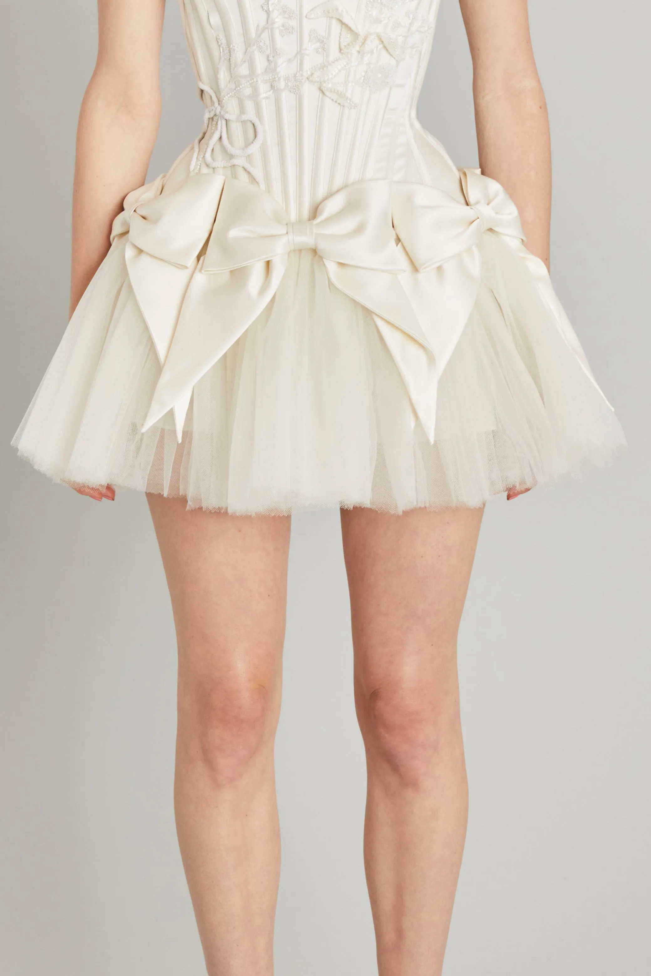 Bow Mini Skirt in Satin
