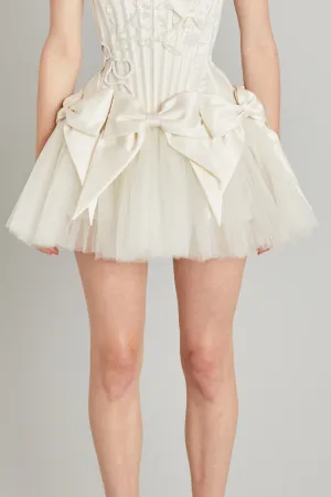 Bow Mini Skirt in Satin