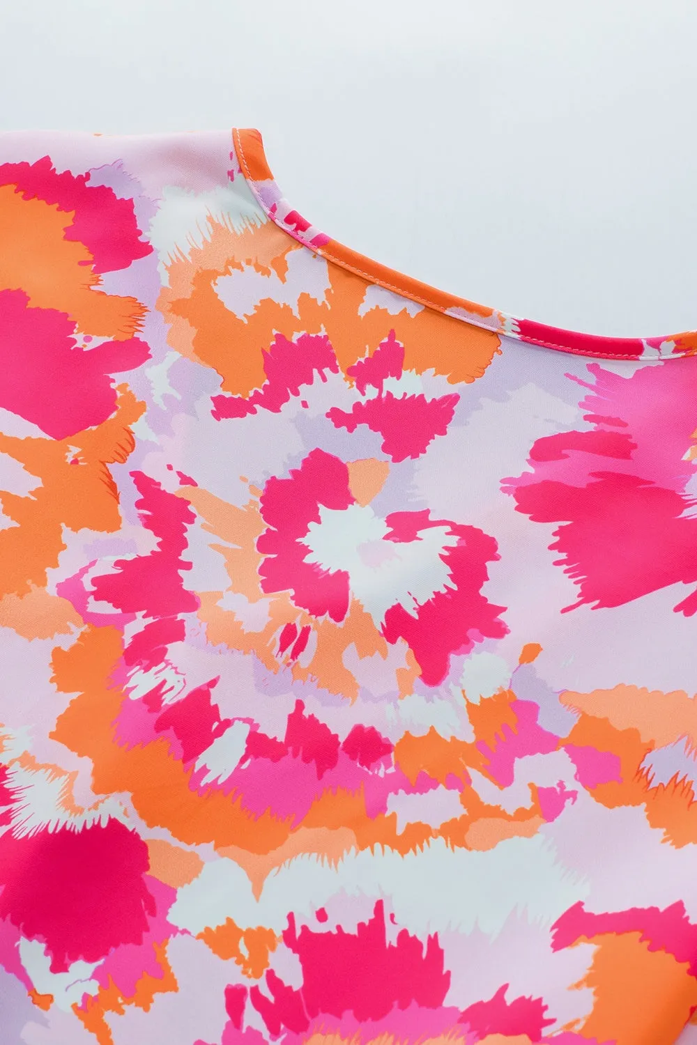 Brisa Printed V-Neck Short Sleeve Blouse