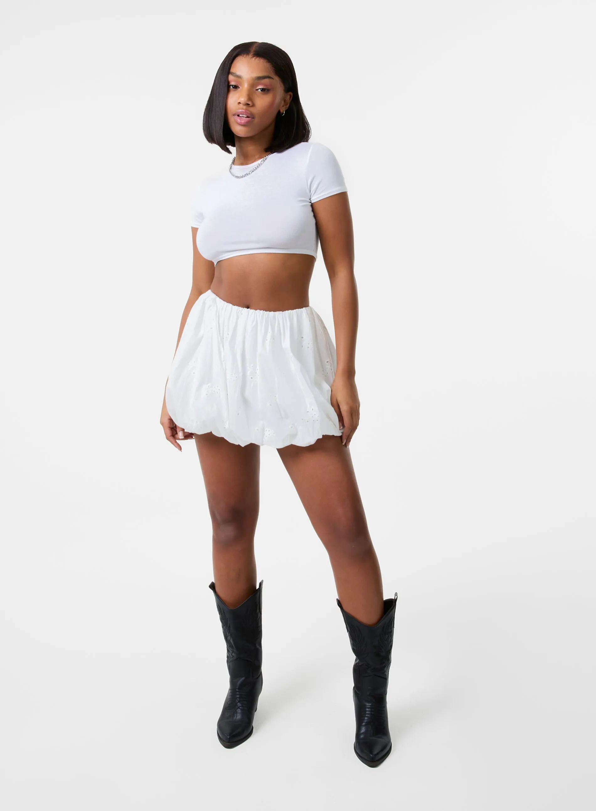 Broderie Puffball Mini Skirt