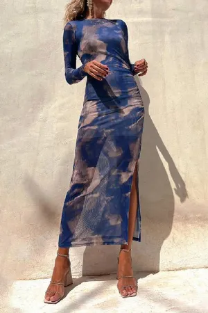 BS3208 Tie Dye Sheer Long Dress