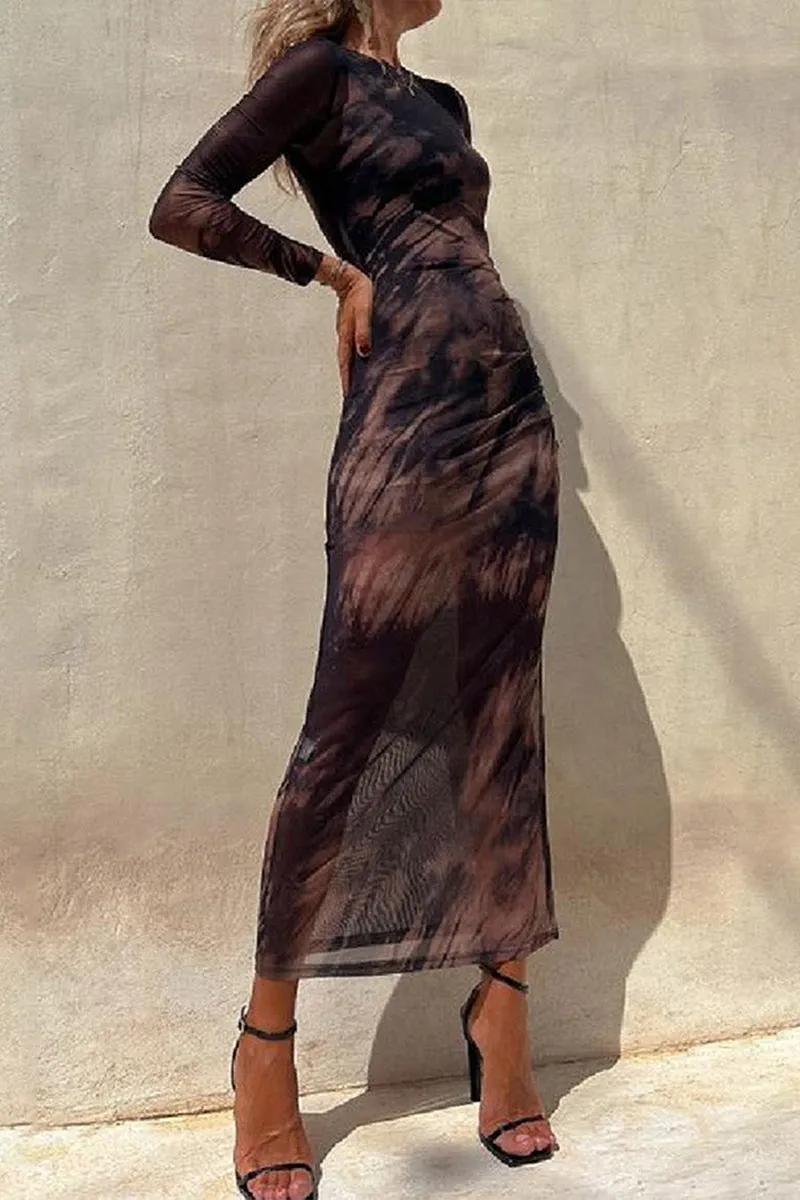 BS3208 Tie Dye Sheer Long Dress