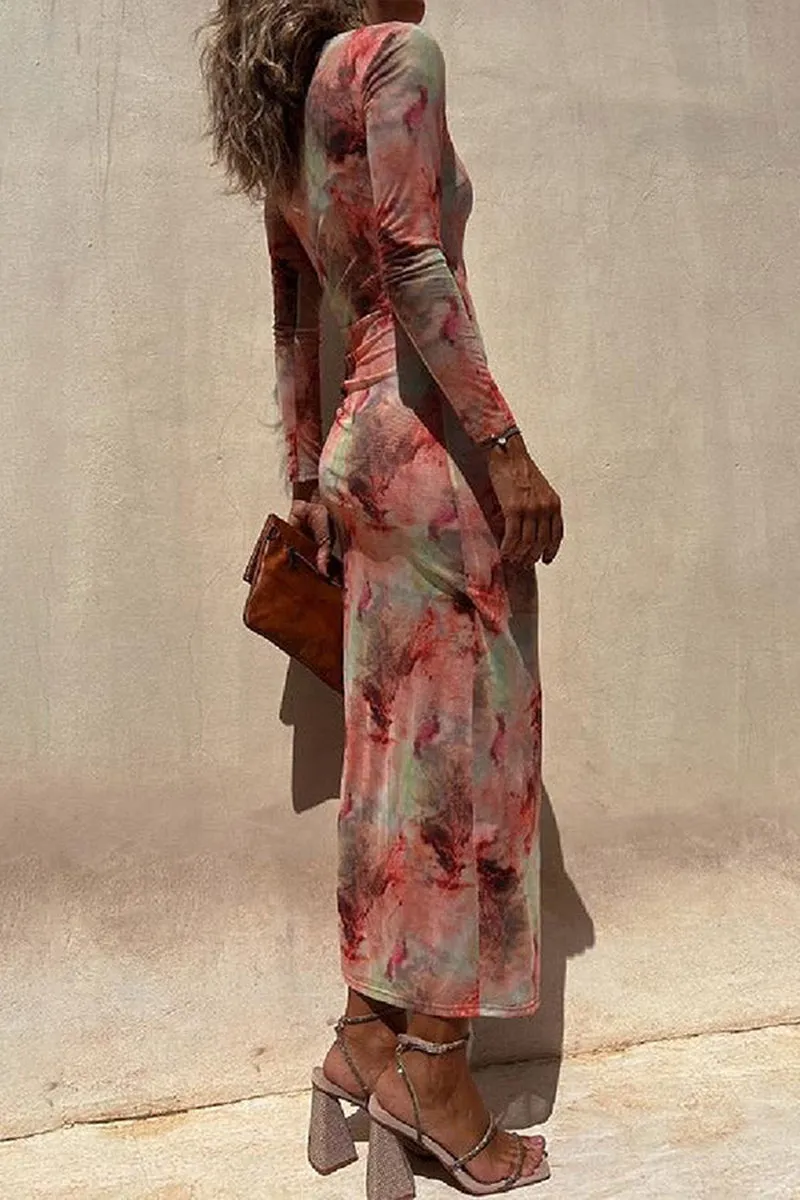 BS3208 Tie Dye Sheer Long Dress